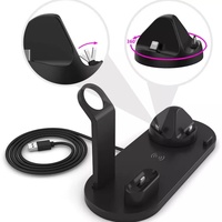 Leadingplus 4-en-1 : Station de charge sans fil certifiée 15W à charge rapide avec protection OTP, entrée 5V/2A, Type-C, multi-appareils