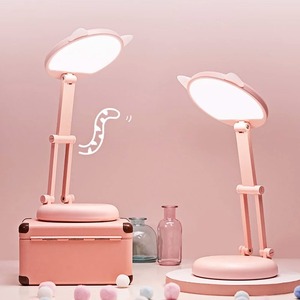Folding Desk Lamp Pink Eye Protection Table Lamp Cute Cat Ear <b>Night</b> <b>Light</b> Portable Reading and Learning Desk Lamp - Product Image 1