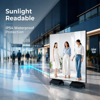 Écran publicitaire LED pliable P2.0 avec base à roulettes pour centre commercial, exposition, magasin, événement