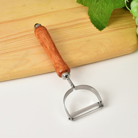 HAPPYJACK Dagelijks gebruik Handmatige keuken-schilmes met gekarteld houten handvat, fruit- en groenteschiller, trektype keukenschrapers