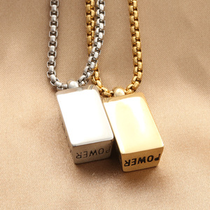 Collier pour homme en acier inoxydable avec pendentif lettre, thème géométrique rétro, cadeau 280240 - Product Image 3