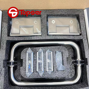 CRL chải Nickel tắm 90 độ phần cứng pivot bản lề thiết lập phòng tắm trượt cửa kính xử lý pivot kẹp bản lề thiết lập - Product Image 1