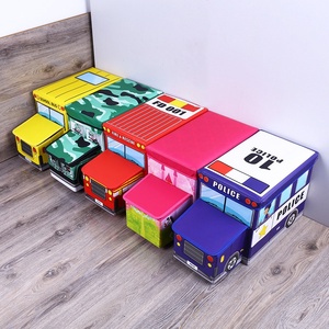 Factory-direct Children's Toy Storage <b>Stool</b> Cartoon Car Head Storage Box Foldable Non-Woven Fabric European Style Storage Home - Product Image 4