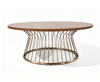 Table de salon moderne et durable pour hôtel, style industriel, écologique, personnalisable, avec structure en acier inoxydable et plateau en bois, pour hôtels 4-5 étoiles