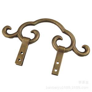 Crochets en laiton de style antique Chengyu avec motif nuage, finition polie, pour plaques, cadres et tableaux suspendus - Product Image 5