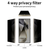 Protector de Pantalla Mate Anti-Espía de 4 Vías Compatible con Fundas para Samsung S24 Ultra, Filtro de Privacidad, Película Protectora de Pantalla Nano Resistente a Golpes