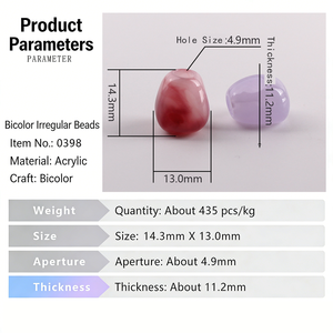 Perles en acrylique marbrées irrégulières à grand trou 14x13mm en gros pour bracelets DIY, chaînes de téléphone, accessoires de tissage de sacs RT0398 - Product Image 5