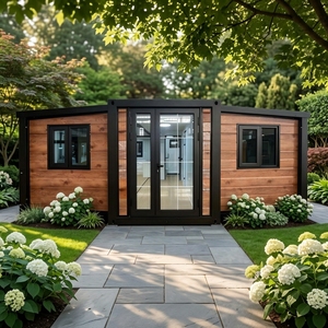 Casa Contenedor Prefabricada Expandible de 20 pies con Revestimiento Metálico con Aspecto de Madera, Villa Modular Prefabricada Ecológica con Panel Sándwich Expandible - Product Image 1