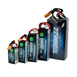 Baterai Ion litium 14.8V 22.2V, paket baterai 5000mah 5500mah 22000mah 4S 6S 60C untuk Drone RC kendali jarak jauh