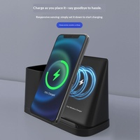 Support de téléphone à charge rapide 15W Type-C en ABS, organisateur de bureau créatif avec chargeur sans fil et porte-stylo – Idéal pour les professionnels