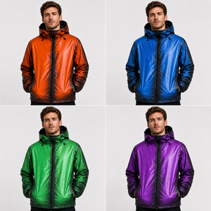 Custom Mens Thermochromic Jacket Hooded <b>Full</b> Zip Polyester Outdoor Windbreaker OEKO TEX Certified - Product Image 3