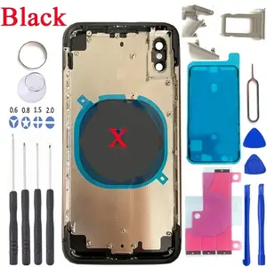 Per <span class=keywords><strong>iPhone</strong></span> X XS Max <span class=keywords><strong>8</strong></span> <span class=keywords><strong>Plus</strong></span> coperchio alloggiamento batteria porta posteriore telaio centrale pulsante laterale + scheda SIM vetro posteriore - Product Image 3