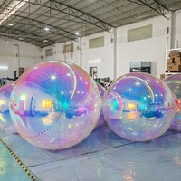 Grande sphère suspendue iridescente, ballon miroir gonflable en PVC pour publicité flottante