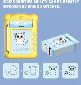 Planche à dessin Graffiti pour enfants avec <span class=keywords><strong>carte</strong></span> flash jaune intelligente, Machine d'entraînement à la lecture et au dessin avec Alphabet et véhicule Animal pour apprendre - Product Image 3