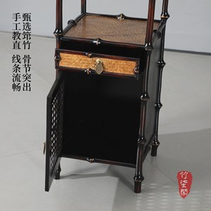 Bamboo Display Shelf With Drawer Cabinet Chinese Style Tea Storage Rack Multi-Tier Stand For Tea Room Decor - Product Image 3