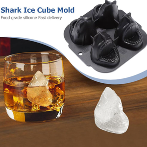 Moule à glaçons en <span class=keywords><strong>silicone</strong></span> durable à 4 cavités en forme de requin, pour chocolat, gelée et boules de glace pour cocktails - Product Image 4