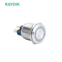Interrupteurs à bouton-poussoir métalliques anti-vandalisme étanches à LED plats personnalisés 25 mm IP65 1NO 1NC