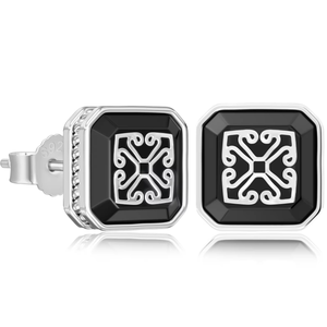Black Square <b>Earrings</b> <b>Stud</b> Men 925 Sterling <b>Silver</b> Hypoallergenic Iced Out CZ Punk Gothic Streetwear Male Jewelry Cross <b>Earring</b> - Product Image 1