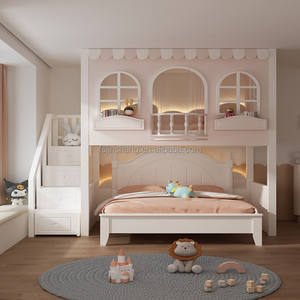 JS-<span class=keywords><strong>Litera</strong></span> de lujo para niños, muebles de dormitorio <span class=keywords><strong>Montessori</strong></span>, camas para niños con tobogán de arco y escaleras de almacenamiento, nuevo diseño - Product Image 4
