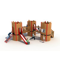Ensemble de jeux en bois pour enfants, aire de jeux extérieure avec toboggans, balançoires et activités d'escalade personnalisées