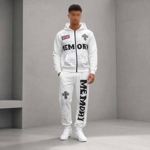 Ensemble de survêtement pour homme personnalisé en coton French Terry Y2K Streetwear avec imprimé graphique drapeau britannique et fermeture éclair intégrale - Product Image 3