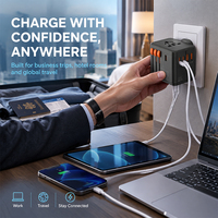 Adaptateur de voyage universel, convertisseur de courant international multi-ports, type C USB, charge rapide, chargeur mural de voyage mondial