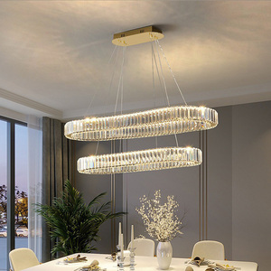 Home Decoration Round 2-Rings Modern <b>Ceiling</b> <b>Crystal</b> Lamp for Restaurant Kitchen Island <b>LED</b> Luxury Chandelier Pendant <b>Light</b> Fixt - Product Image 2