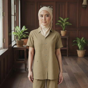 Vêtements Kurung modernes en gros, broderie modeste, fibre de polyester sans repassage, respirant, Raya 2025, stock disponible, vente en gros, mode malaisienne - Product Image 3