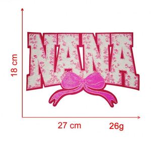 Nouvel arrivage : Patch NANA brodé en chenille et sequins, thermocollant, grande taille 27 cm - Product Image 5