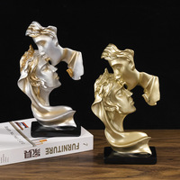 Figure Statue Couple Baiser Profonde Résine Artisanat Ornement Décoration de La Maison