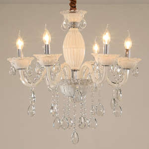 Lustre européen en cristal blanc économie d'énergie hauteur réglable taille moyenne pour salon décor à la maison - Product Image 2