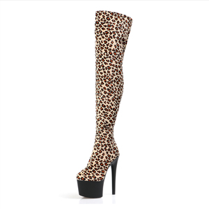 <span class=keywords><strong>Bottes</strong></span> de danseuse exotique tendance de 17 cm, chaussures sexy fétichistes, imprimé léopard, <span class=keywords><strong>bottes</strong></span> au-dessus du genou, plateforme gothique, danse sur poteau, boîte de nuit - Product Image 2