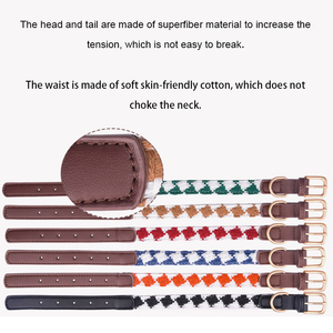 Set di collare e guinzaglio in pelle intrecciata traspirante inciso su misura <span class=keywords><strong>con</strong></span> scritta personalizzata del nome del cucciolo - Product Image 4