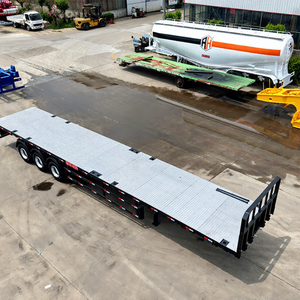 LUYI Steel Flatbed Semi <strong>Trailer</strong> Anti-deformation General Cargo Platform Equipped with 1.5m Front <strong>Bulkhead</strong> 60t Payload - Product Image 1