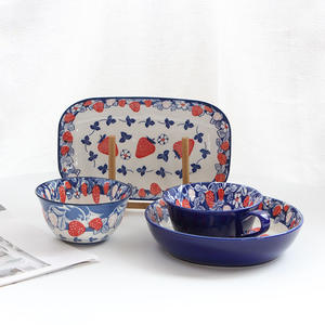 Juegos de cena de porcelana redonda con diseño de flores bohemias, decoración de boda de cerámica sostenible para fiestas, otras ocasiones - Product Image 4