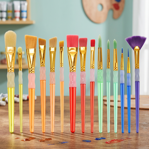 Juego de 6 pinceles de pintura al óleo para niños con mango de plástico, cerdas de nailon y virola de aluminio, para arte DIY - Product Image 4