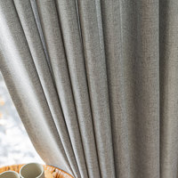 Tela de Cortina Transparente con Aspecto de Lino 100% Poliéster, Tela para Cortinas Gris Azul que Filtra la Luz, Venta al por Mayor