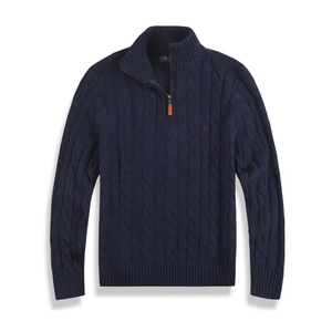 NARI Pull pour hommes en laine de cachemire mélangée avec fermeture à glissière vers le haut tricoté avec col roulé brodé de logo pour unisexe - Product Image 2