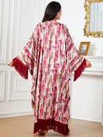 Robe longue ample à manches chauve-souris pour femme, col rond, à volants, style mode, été, grande taille, style Moyen-Orient Dubaï