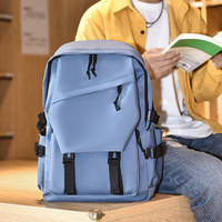Mochila de nailon de gran capacidad, estilo coreano, informal, para estudiantes, viajes al aire libre, con correas acolchadas y cremallera.