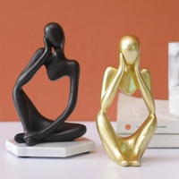 Figurines en résine dorée abstraites de style minimaliste contemporain, décoration de luxe légère pour la maison et l'hôtel
