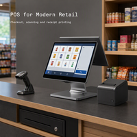 Système de point de vente (PDV) pour restaurant avec écran tactile de 15,6 pouces et affichage client, idéal pour les cafés, les restaurants à service rapide et les magasins alimentaires
