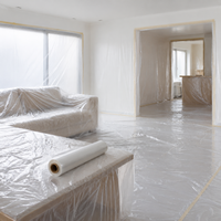 Film plastique noir 250 MICRON en LDPE, rouleau de bâche imperméable pour chantier, protection contre la poussière, rouleau de bâche de protection du sol