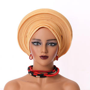 Vente en gros 2025 – Nouveauté : Bandeaux pour femmes, <span class=keywords><strong>bonnets</strong></span> nigérians personnalisés en Aso Oke, mode taille unique, foulards africains pour femmes - Product Image 5