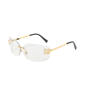 Occhiali da Sole Quadrati di Alta Gamma Stile <span class=keywords><strong>Y2K</strong></span> Millennium, Alla Moda, Senza Montatura in Metallo, Grandi, Retrò, Bianchi/Rossi, Popolari in Europa, Protezione UV400 - Product Image 3