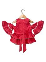 Twisha - Haut en coton tissé à manches courtes orné de motifs avec Lehenga imprimé - Corail et Jaune