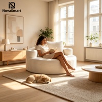 Eafurn Chaise longue monoplace surdimensionnée 55,5 pouces avec porte-gobelets, mousse haute densité, dossier et assise profonds sans armature, en tissu