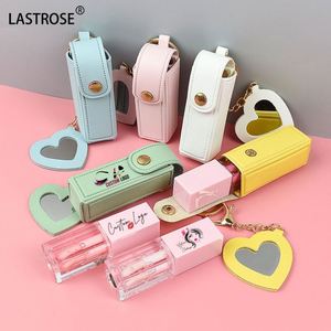Hot Sale Lipstick Case With Mirror <b>Makeup</b> case Lipstick Pu Bag Private Logo PU Leather Keychains - Product Image 5