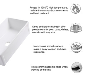 Lavello da <span class=keywords><strong>Cucina</strong></span> OVS Cupc Nord America, <span class=keywords><strong>Unico</strong></span>, da Incasso, Grande, in Porcellana, 33 Pollici, Stile Fattoria - Product Image 3