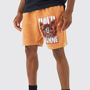 Shorts de sport d'été tendance pour hommes, confortables, décontractés, couleur unie, effet délavé, avec logo personnalisable - Product Image 6